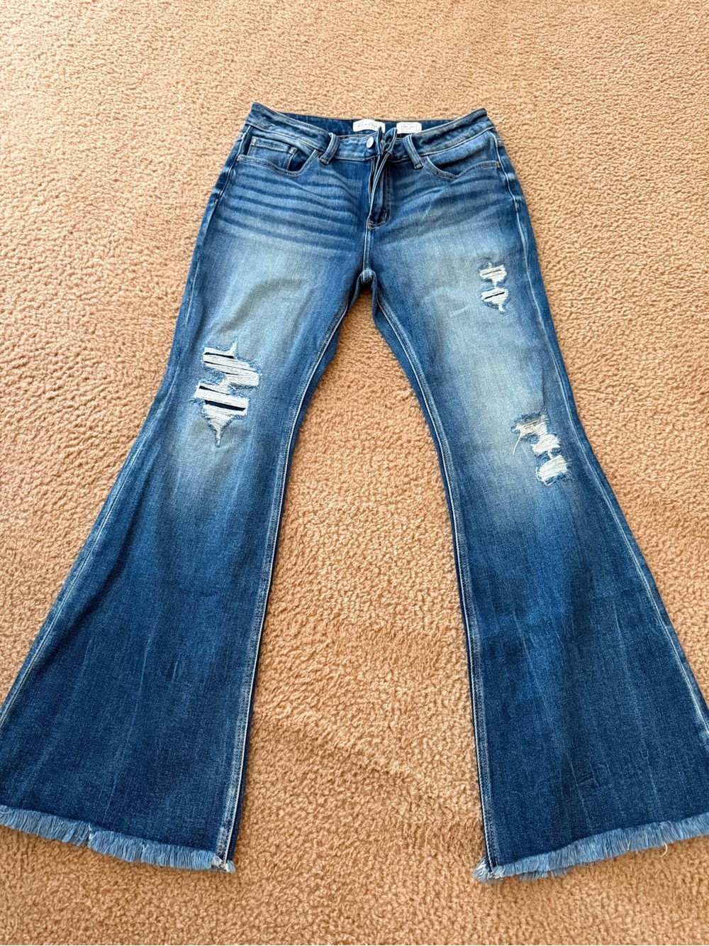 KanCan Dark Wash Distressed Flare Jeans